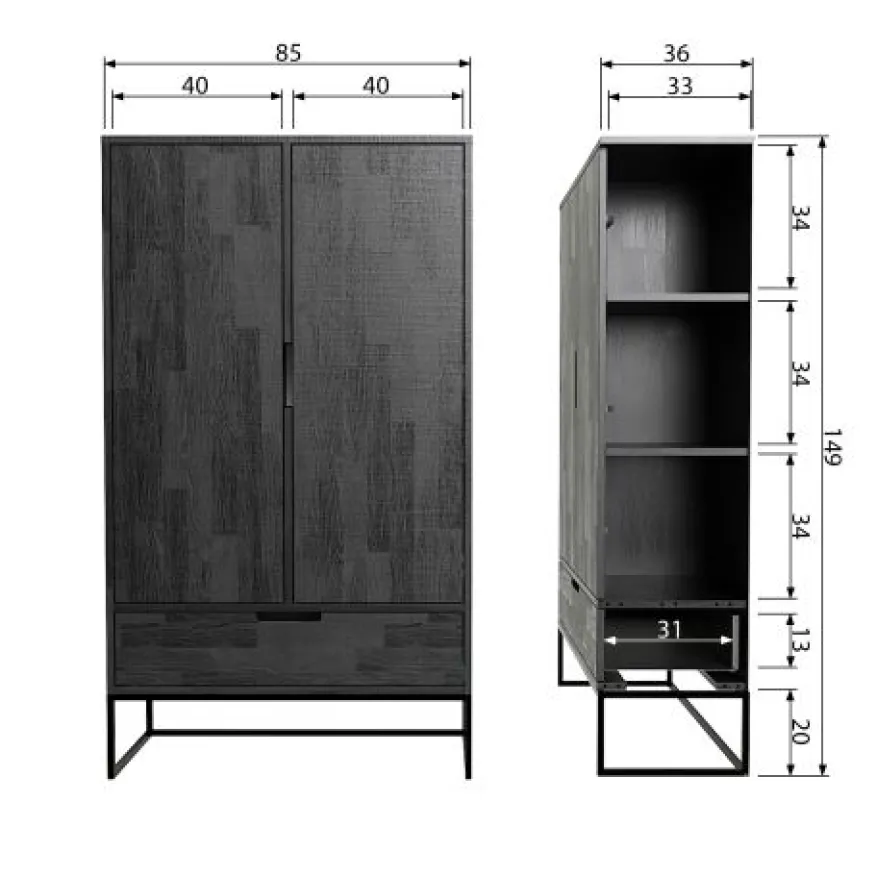 WOOOD Wandkast Silas Dust - 85x149x36 cm