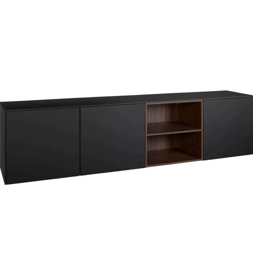 Zwevend Dressoir Cannes Zwart - 242x59x49 cm