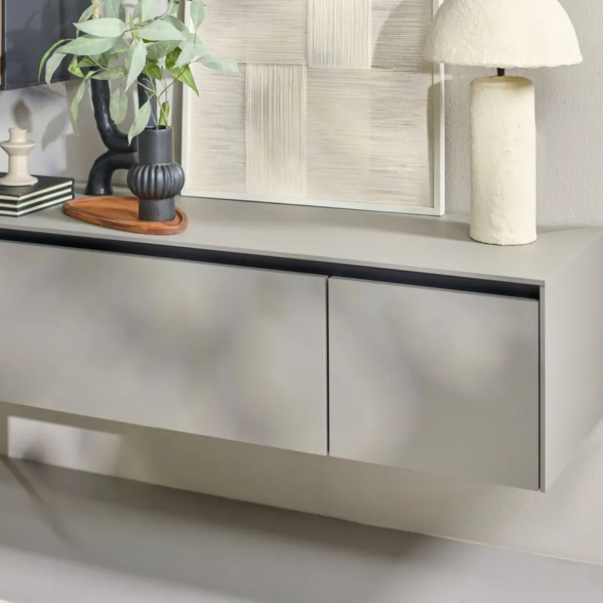 Zwevend TV-meubel Cannes Taupe - 162x37x49 cm