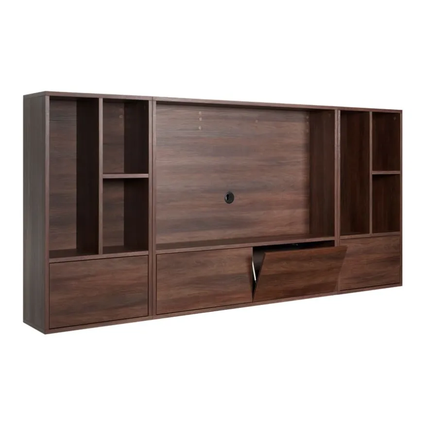Zwevend TV-meubel Vista Donkerbruin - 253x119x32 cm